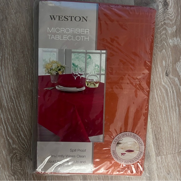 Weston Microfiber Tablecloth Oblong – Spice Orange, Spill Proof 60x102 - Picture 1 of 6